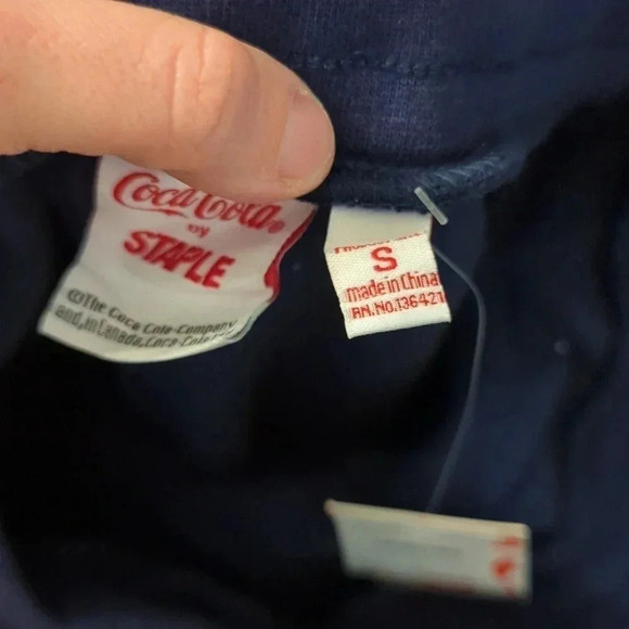 Coca Cola X Staple Unisex Adult Fleece Joggers Sweat Pants Size Small Navy - Picture 5 of 10
